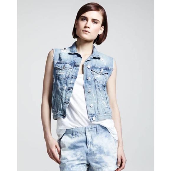 rag & bone Distressed Frayed Denim Vest Light Wash Size S - Picture 7 of 8